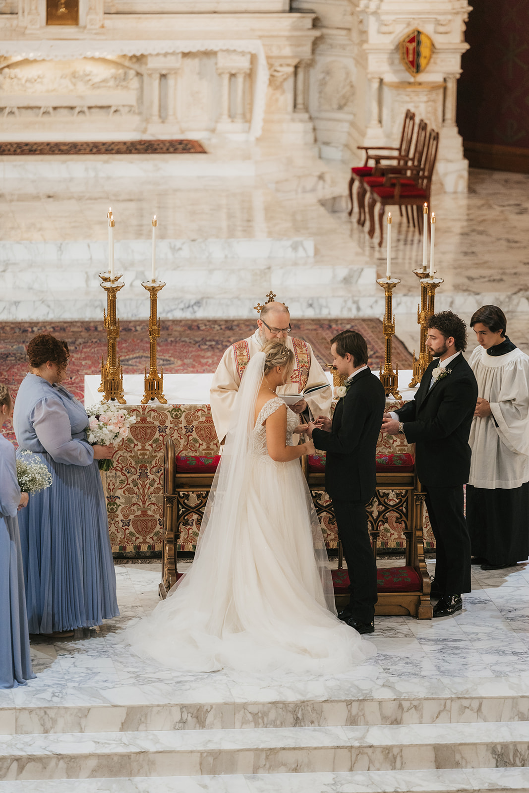 Wedding ceremony at the Holy family cathedral in Tulsa