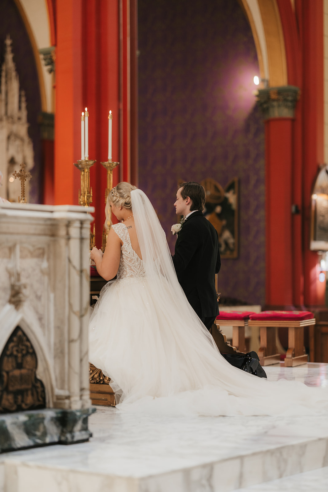 Wedding ceremony at the Holy family cathedral in Tulsa