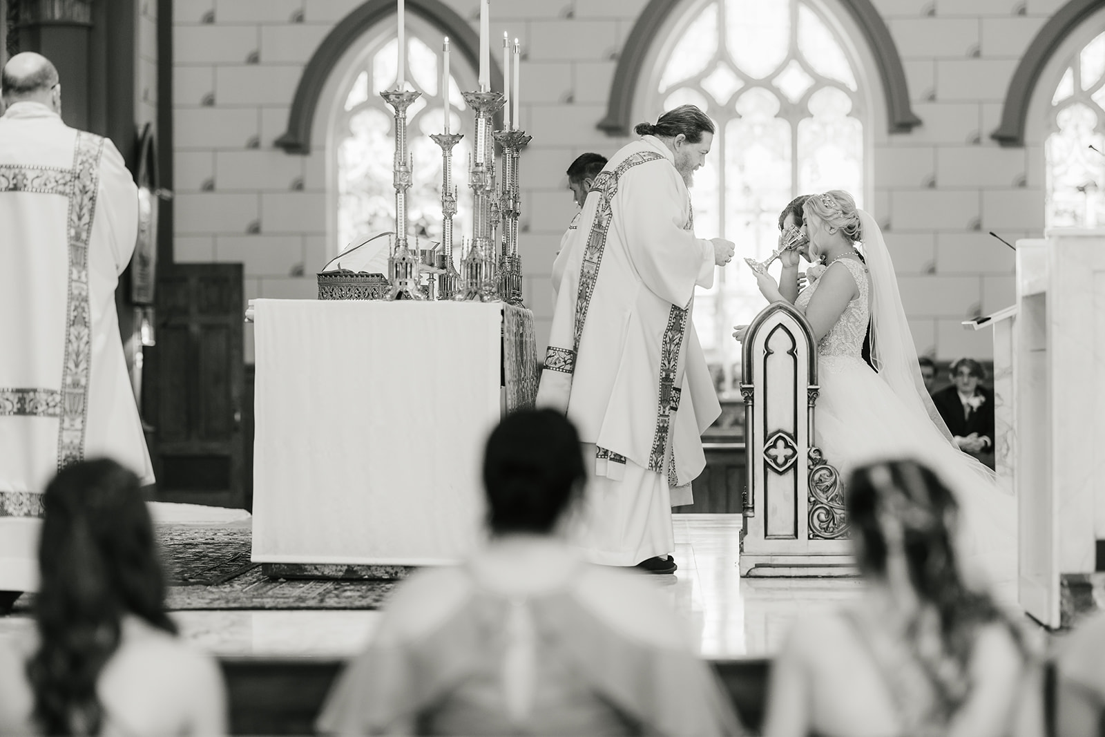 Wedding ceremony at the Holy family cathedral in Tulsa