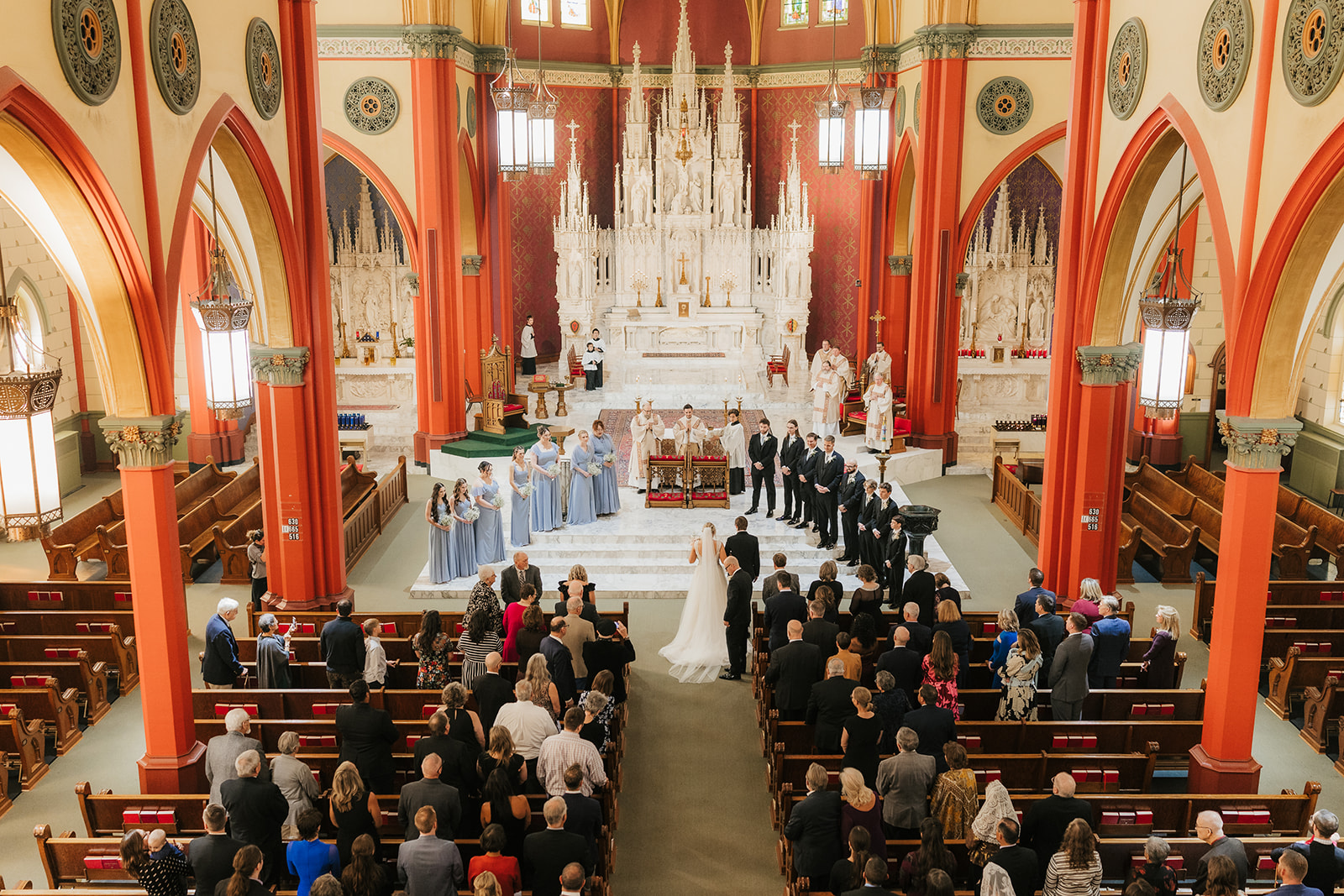 Wedding ceremony at the Holy family cathedral in Tulsa