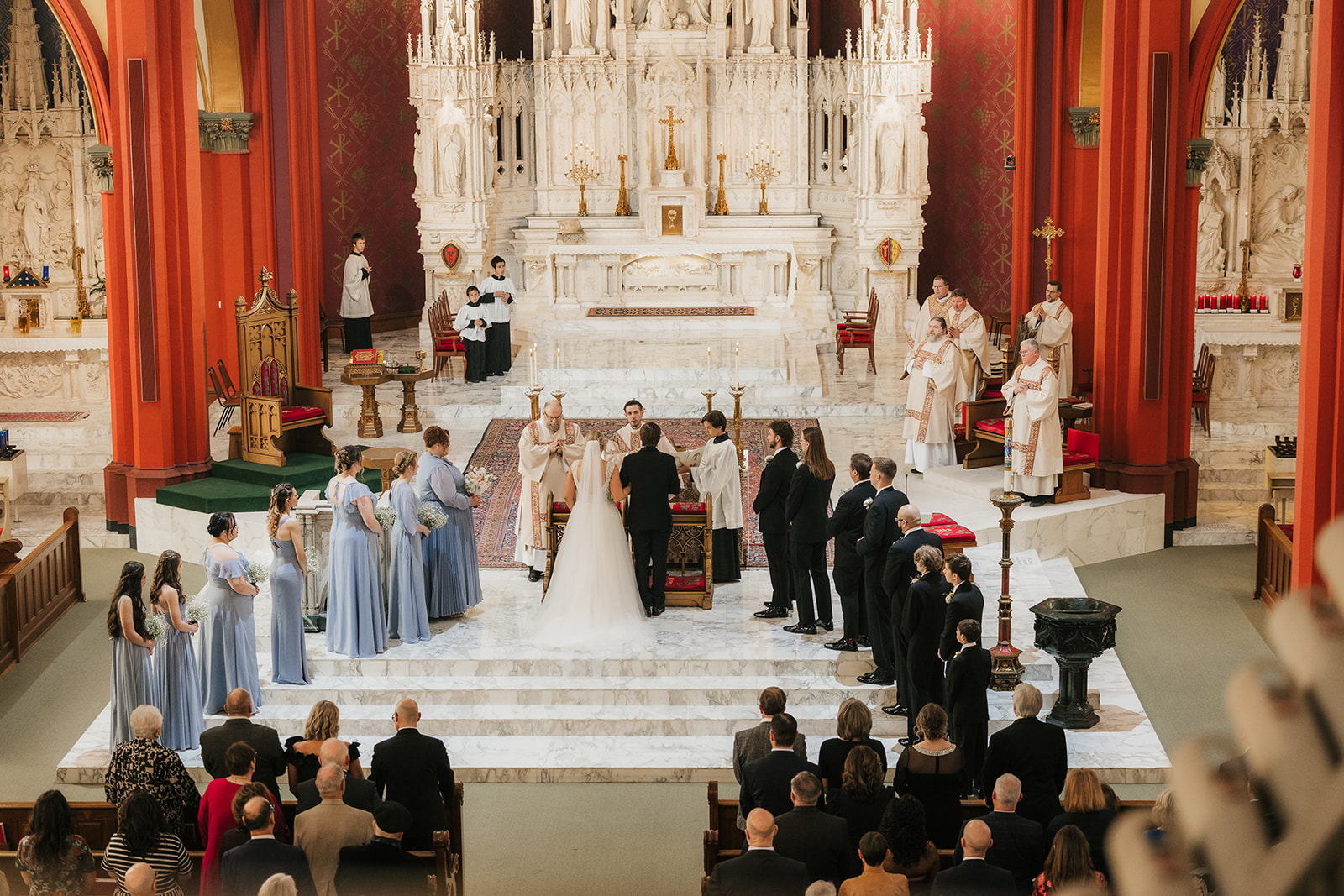 Wedding ceremony at the Holy family cathedral in Tulsa