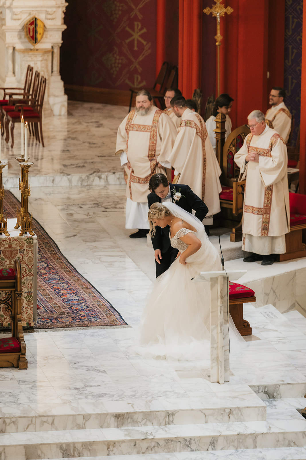 Wedding ceremony at the Holy family cathedral in Tulsa