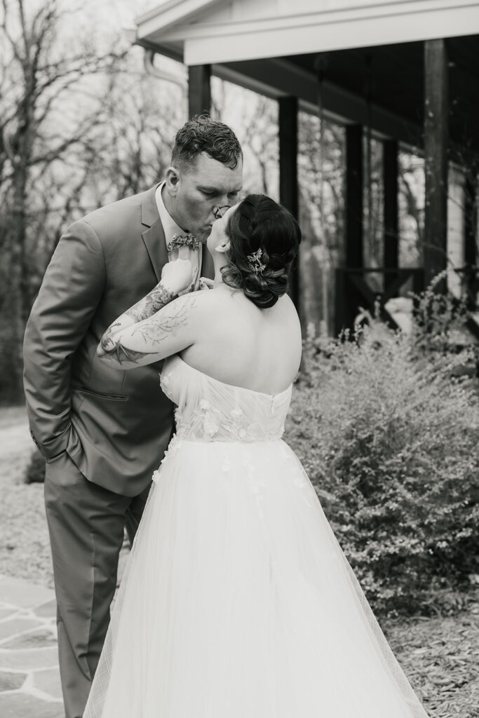 couple doing a first look before their wedding at the Discoveryland Ranch