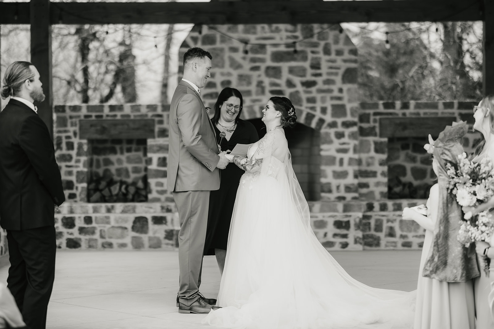 couple has a wedding ceremony outdoors at Discoveryland Ranch