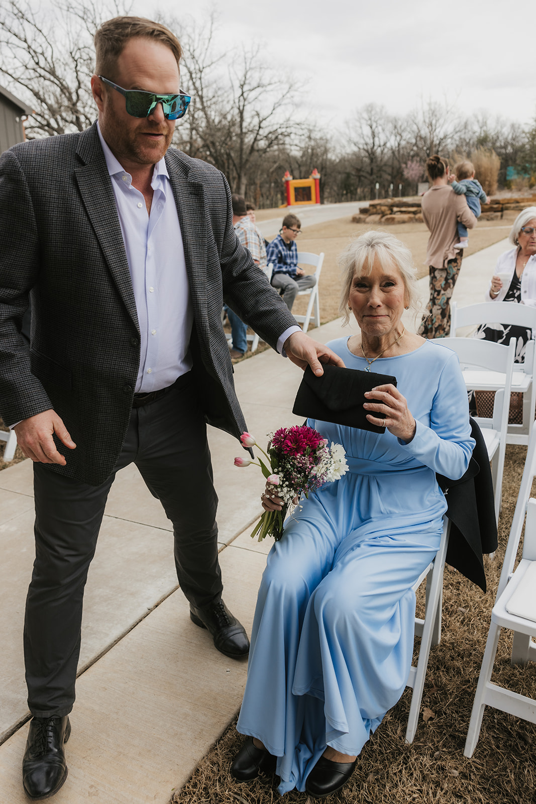 couple has a wedding ceremony outdoors at Discoveryland Ranch