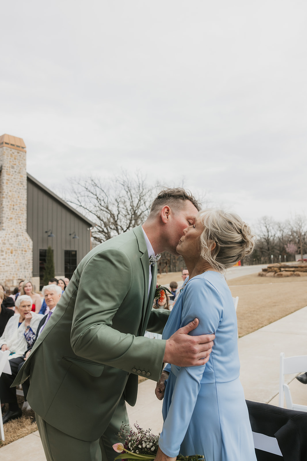 couple has a wedding ceremony outdoors at Discoveryland Ranch