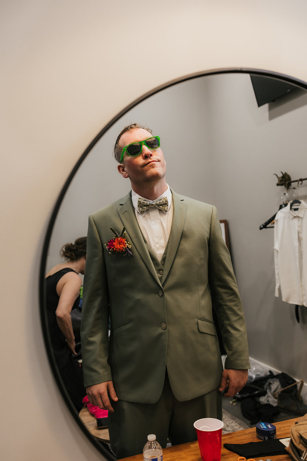 groom getting ready for his wedding at Discoveryland Ranch