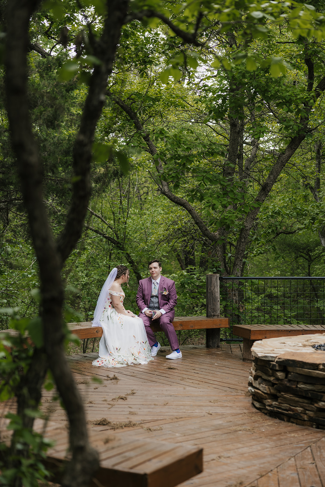 bride and groom have a first look on their wedding day at Merrick Hollow