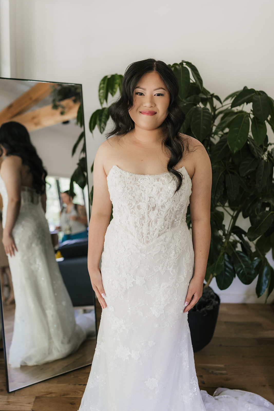 bride getting ready on her wedding day at spain ranch