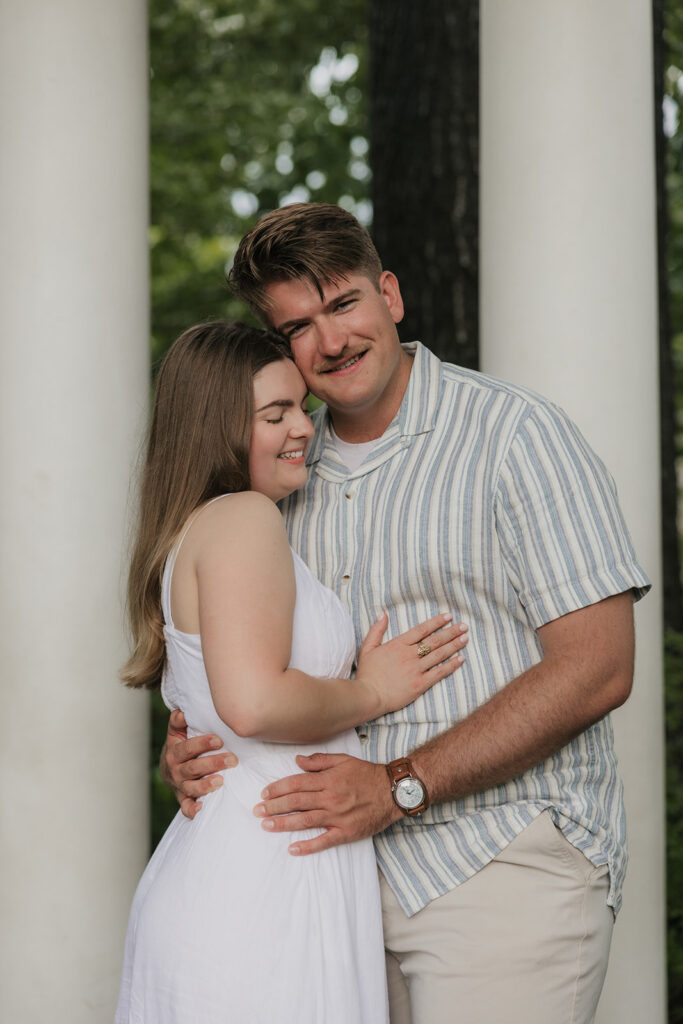 a couple has a romantic engagement session Philbrook Museum in Tulsa Oklahoma 