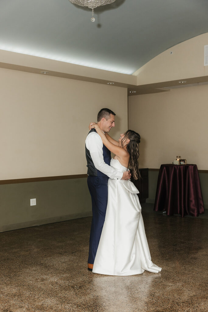 couple dancing at their wedding reception