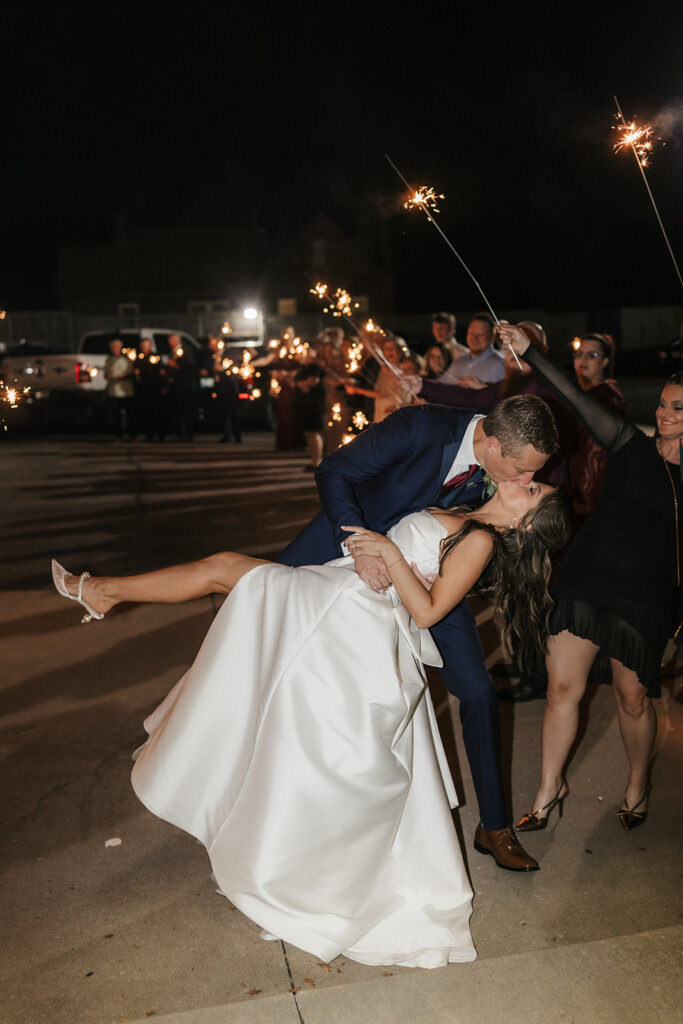 Picture of the newlyweds kissing