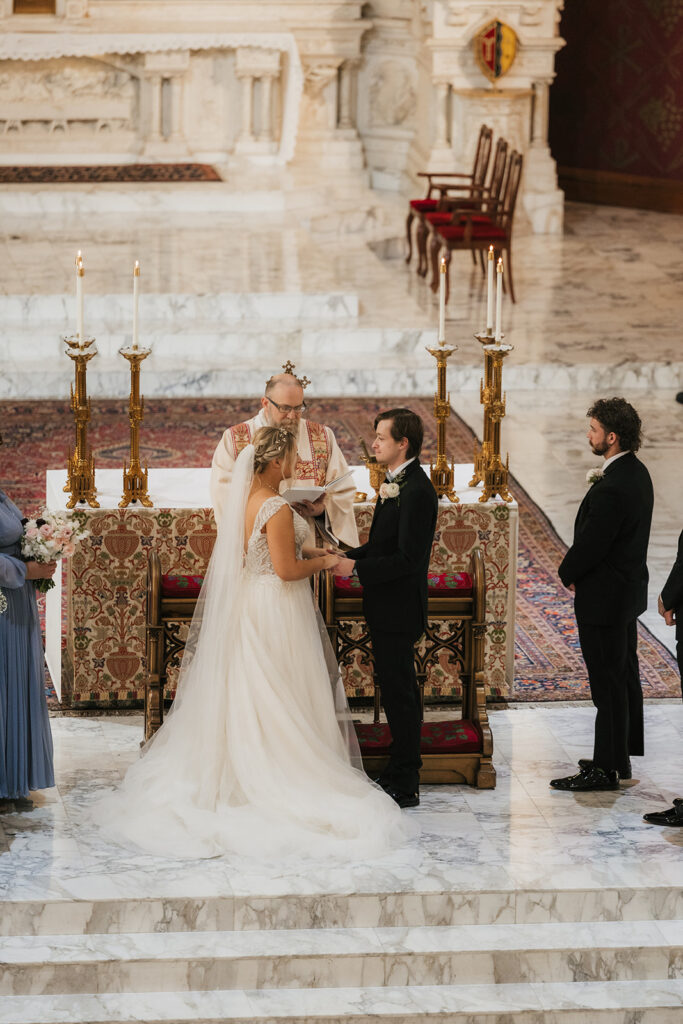 bride and groom at their dream catholic wedding