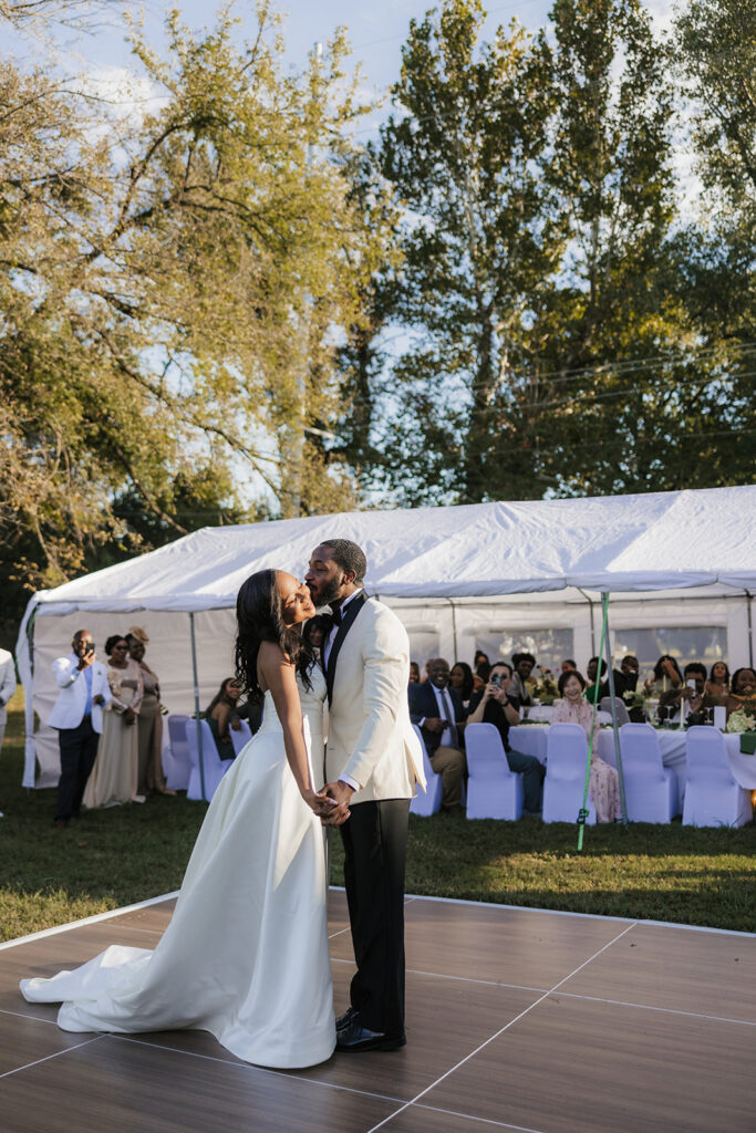 Couple dancing at their reception
