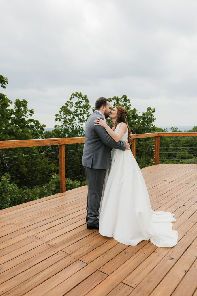 bride and groom emotional at their first look