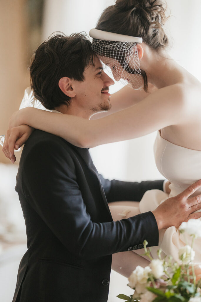 cute picture of the newlyweds at their dream reception