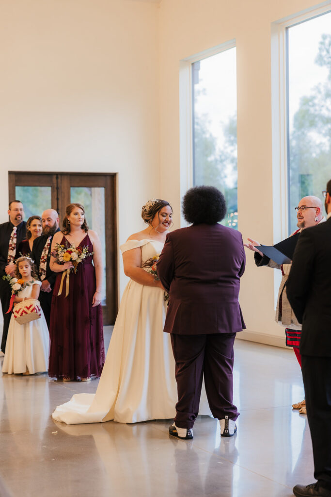 bride and groom emotional during their ceremony