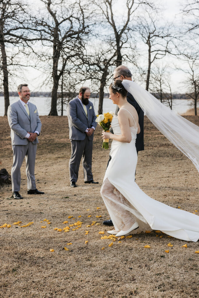 cute picture of the bride walking down the aisle