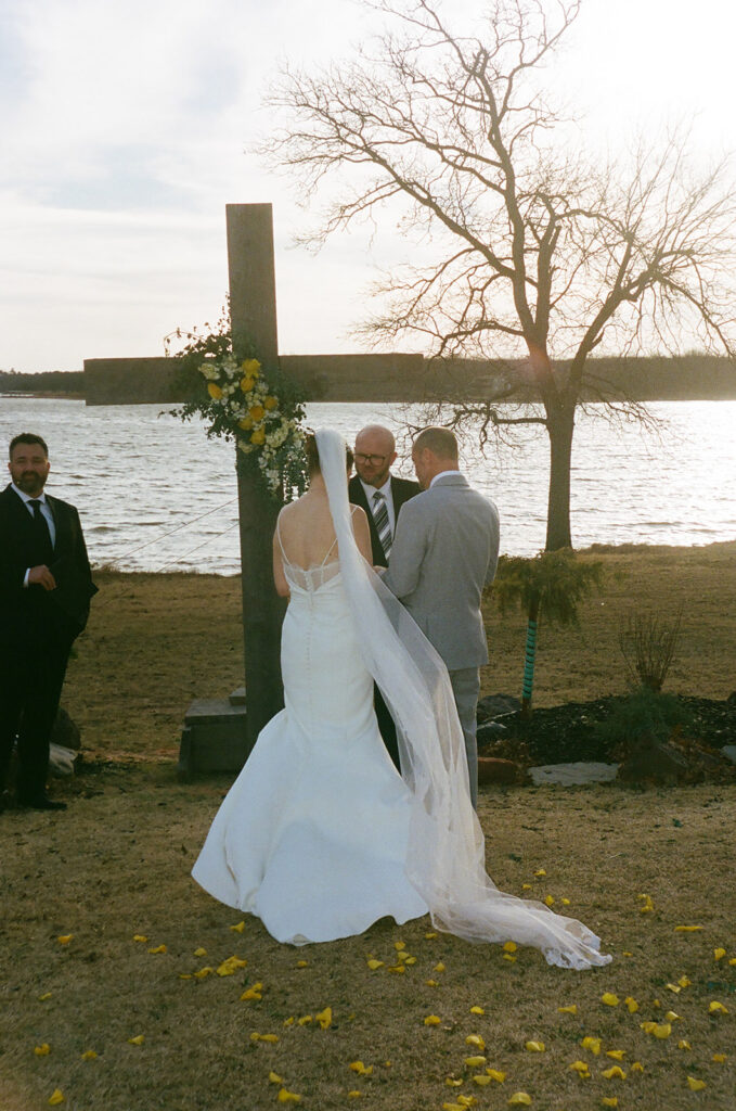 bride and groom at their intimate wedding cremony