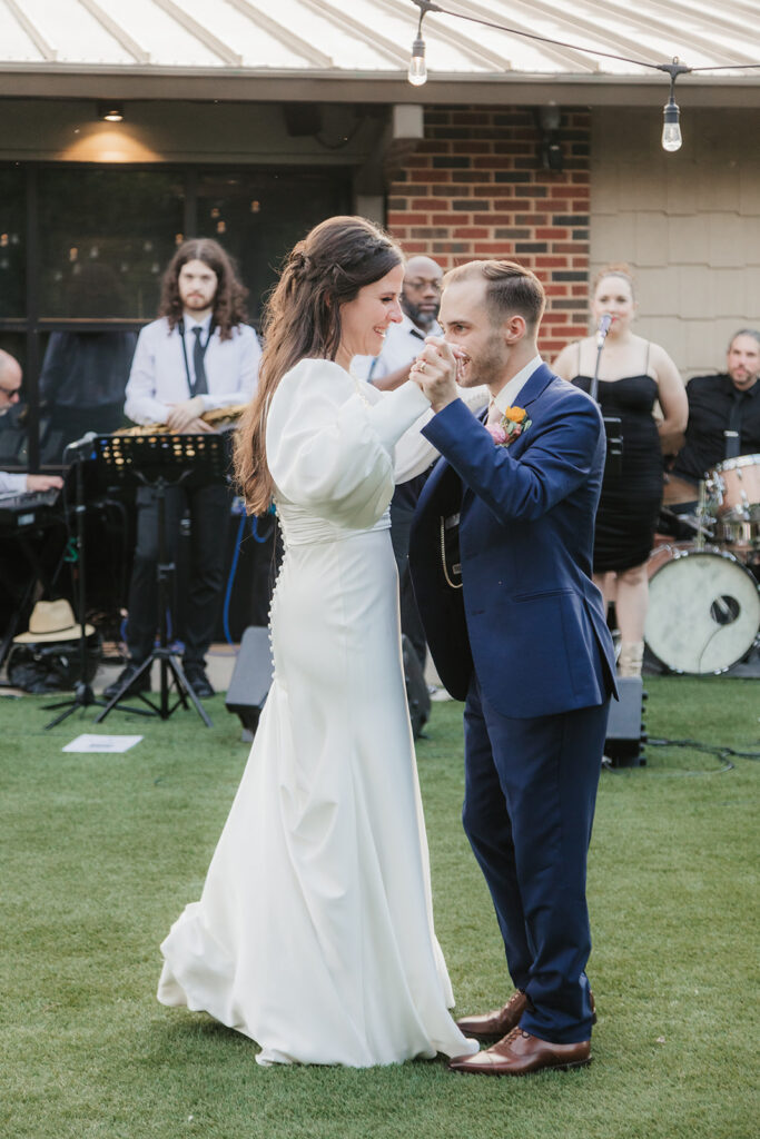 newlyweds dancing at their wedding reception