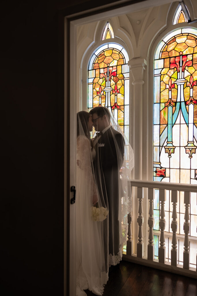 stunning picture of the bride and groom hugging