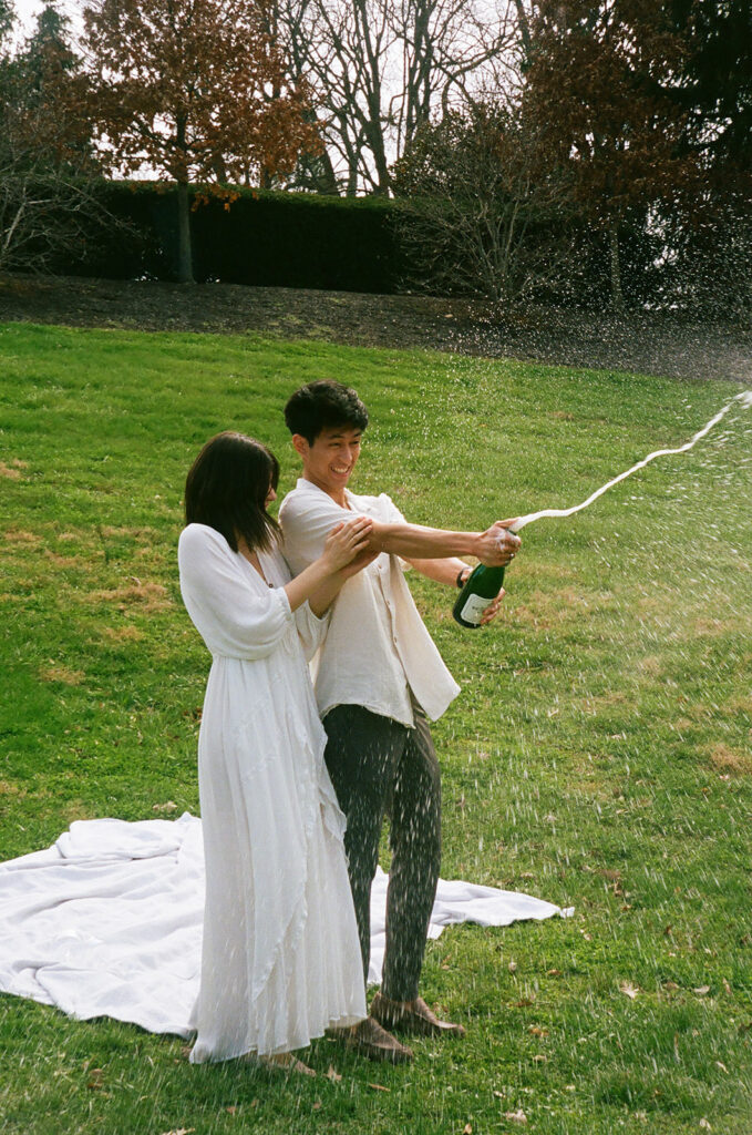 couple celebrating their engagement