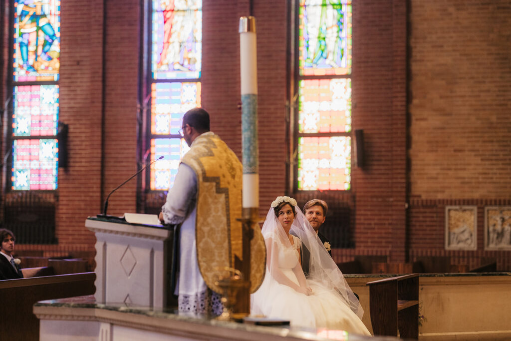 Bride and groom emotional during their wedding ceremony