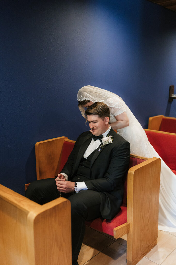 bride and groom at their first touch