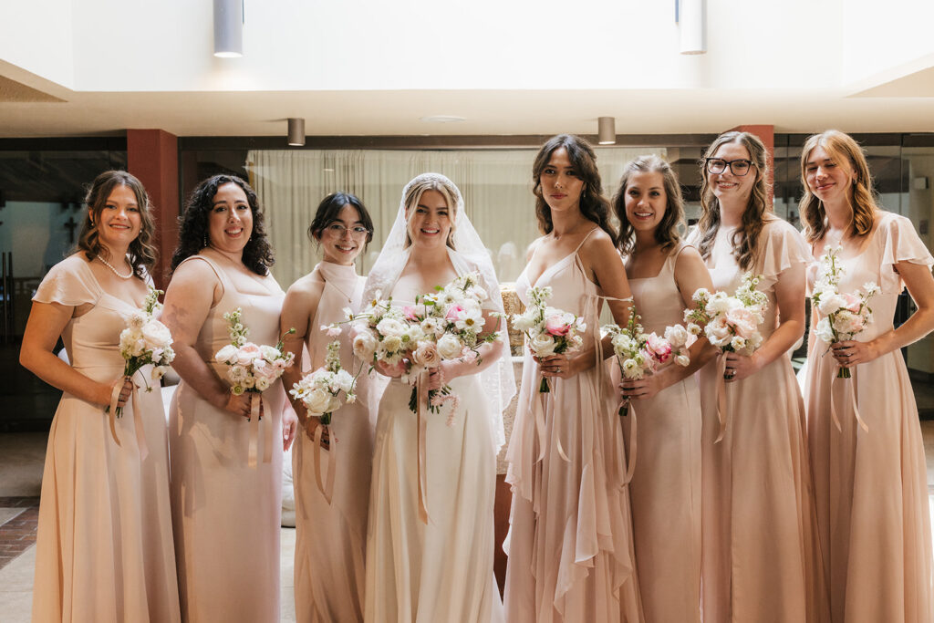 beautiful picture of the bride and her bridesmaids