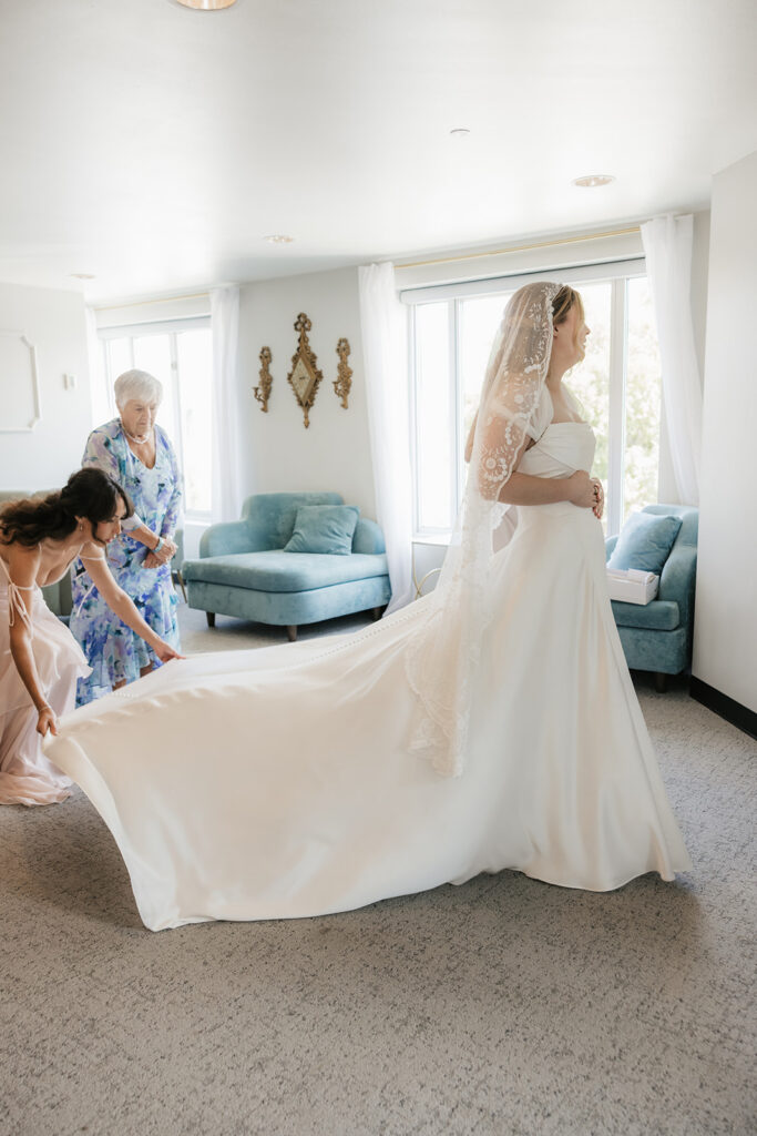 cute picture of the bride in her wedding dress