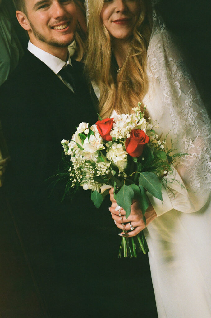 closeup shot of the wedding bouquet