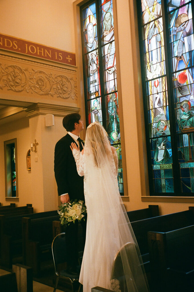 cute portrait of the newlyweds hugging