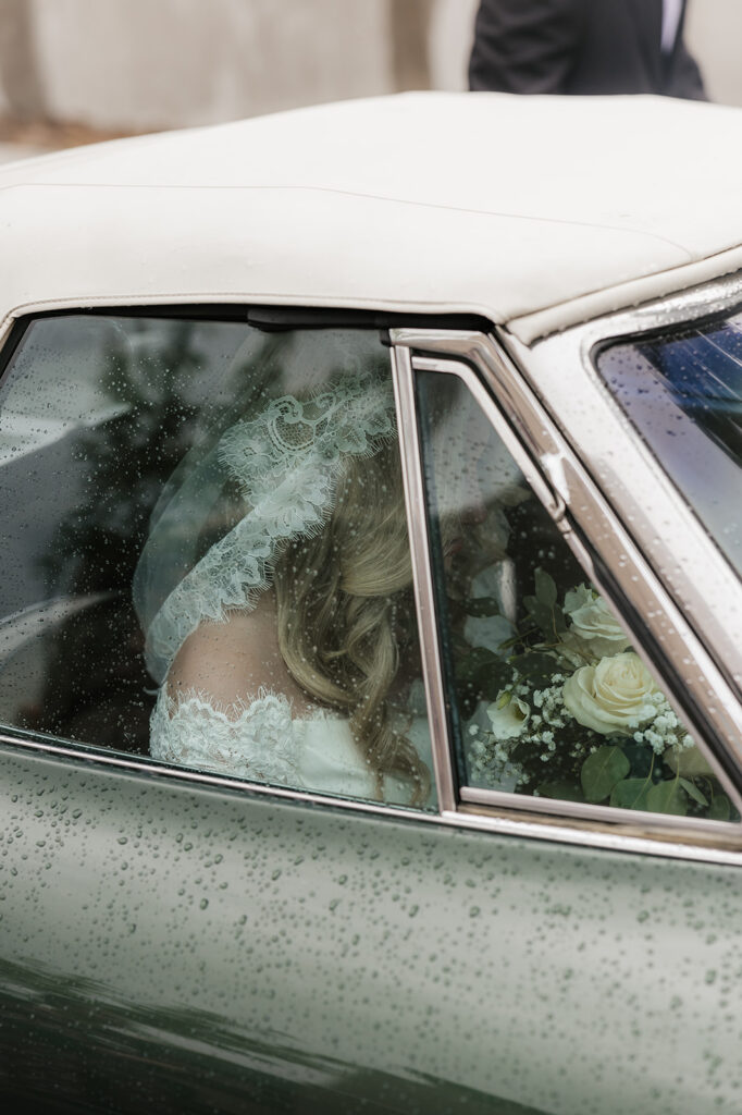 newlyweds heading to their wedding reception