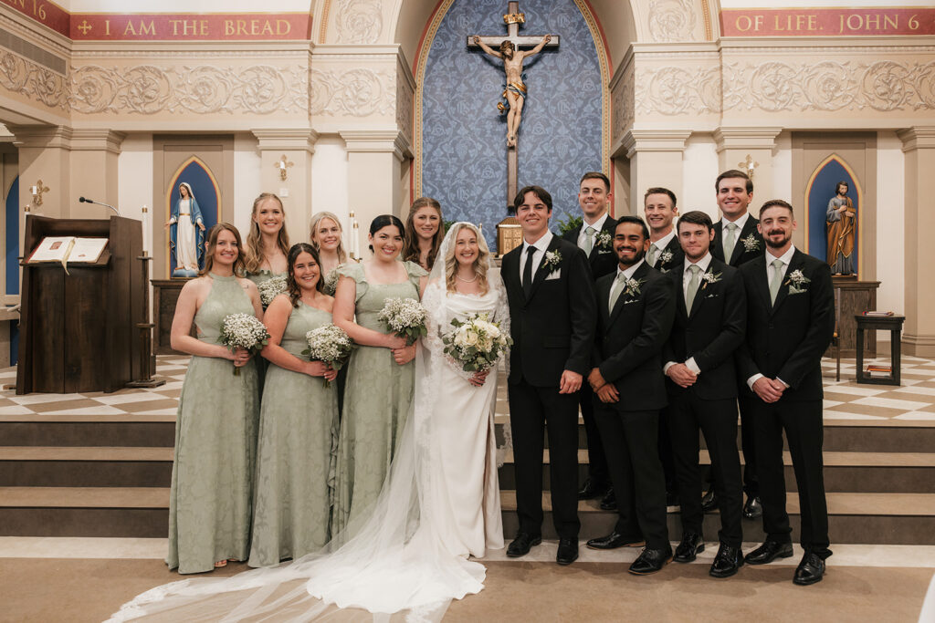 cute picture of the newlyweds with their friends