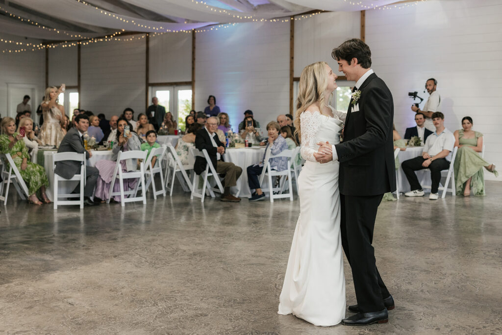 newlyweds dancing at their wedding reception