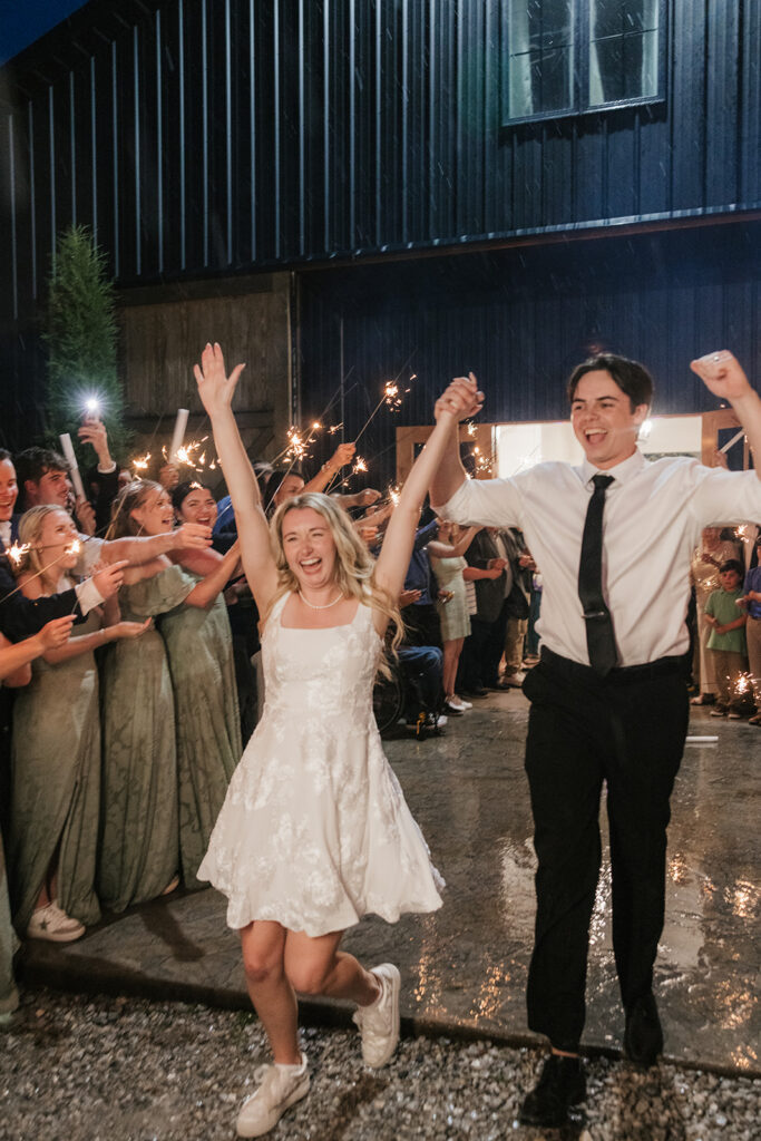 cute picture of the newlyweds after their reception party