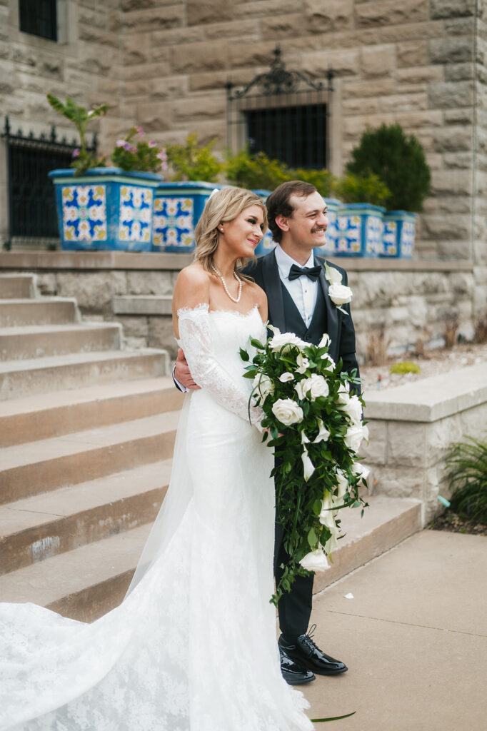 cute picture of the newlyweds hugging