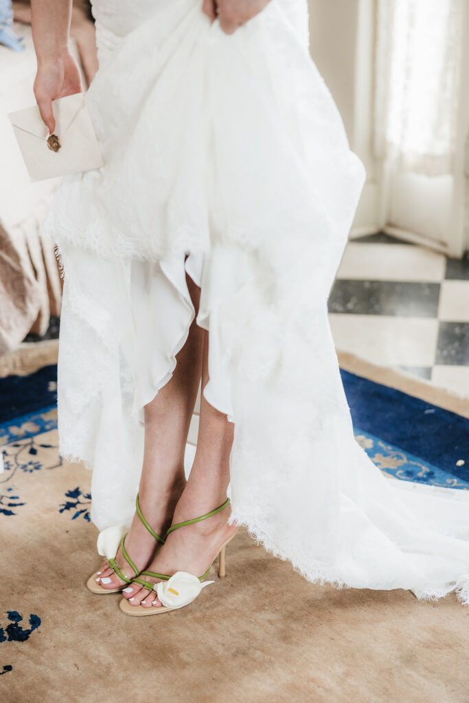 cute closeup shot of the wedding shoes