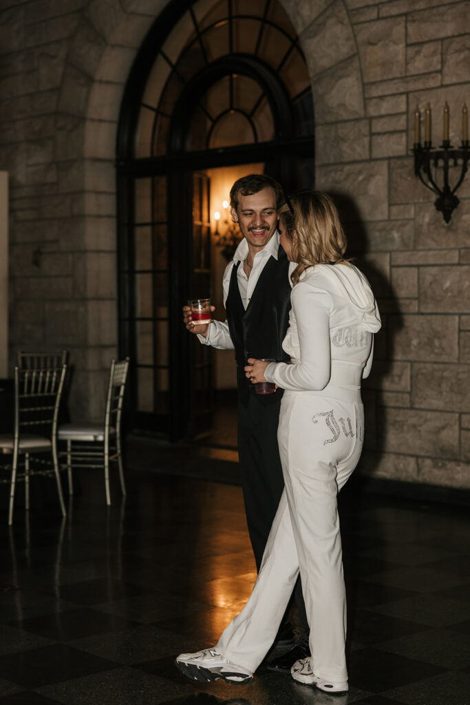 cute picture of the newlyweds at their dream reception