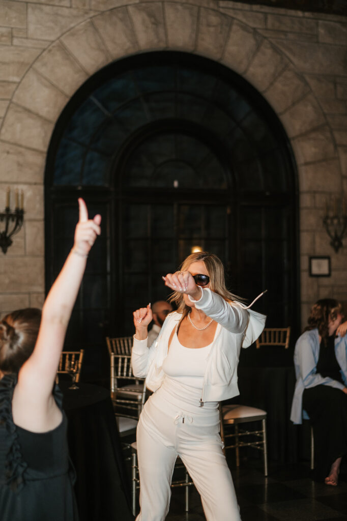 bride having the best time at her dream reception party