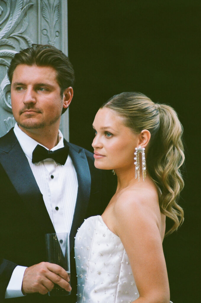 cute picture of the bride and groom hugging
