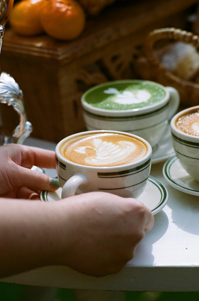 coffee and matcha at the bridal brunch