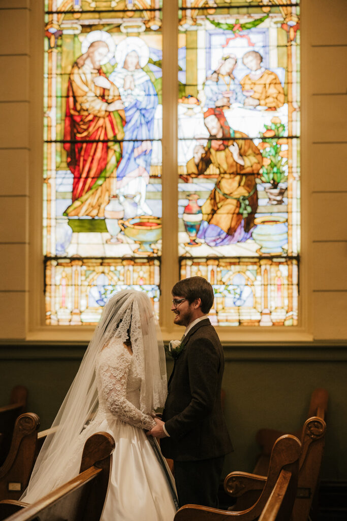 cute picture of the bride and groom at their dream photoshoot