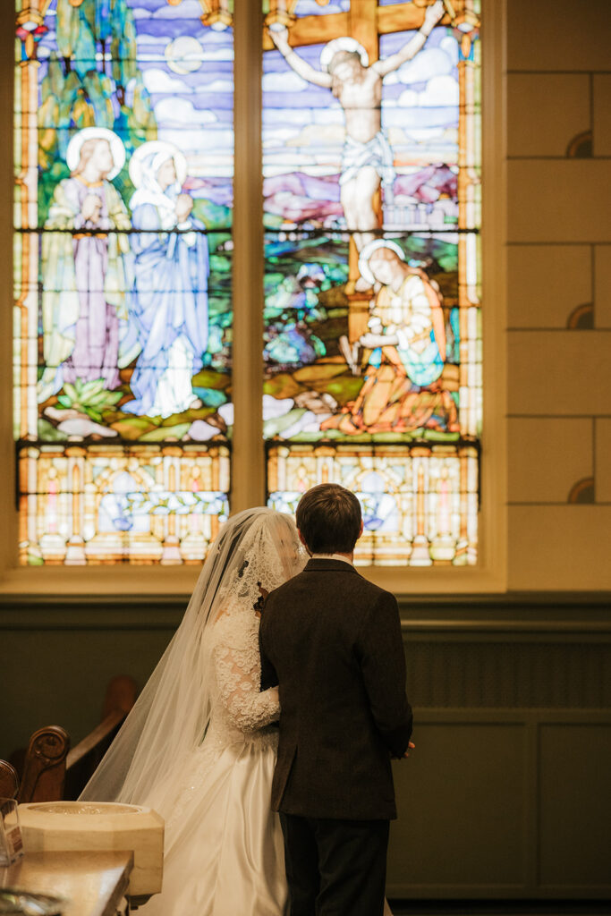 bride and groom emotional during their first look