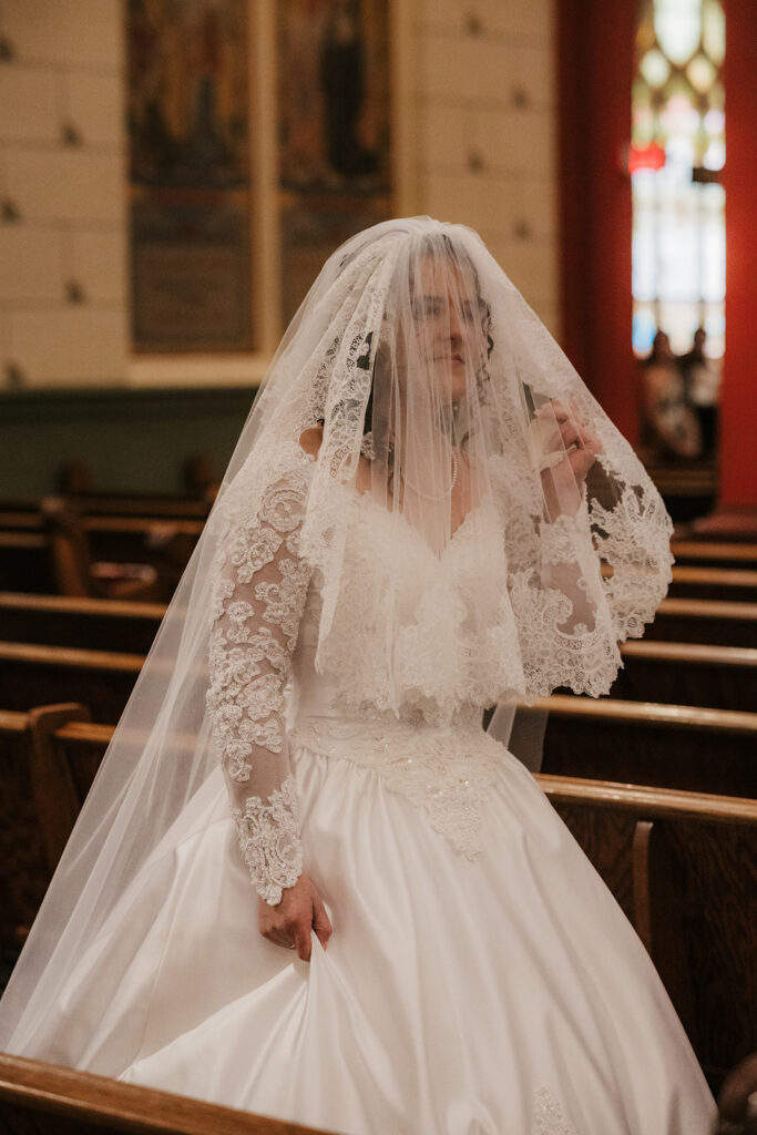 bride before her first look with the groom