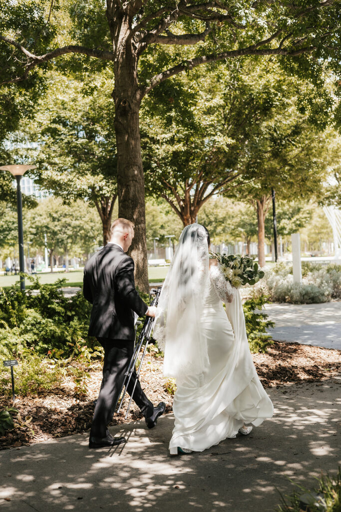 newlyweds heading to their reception