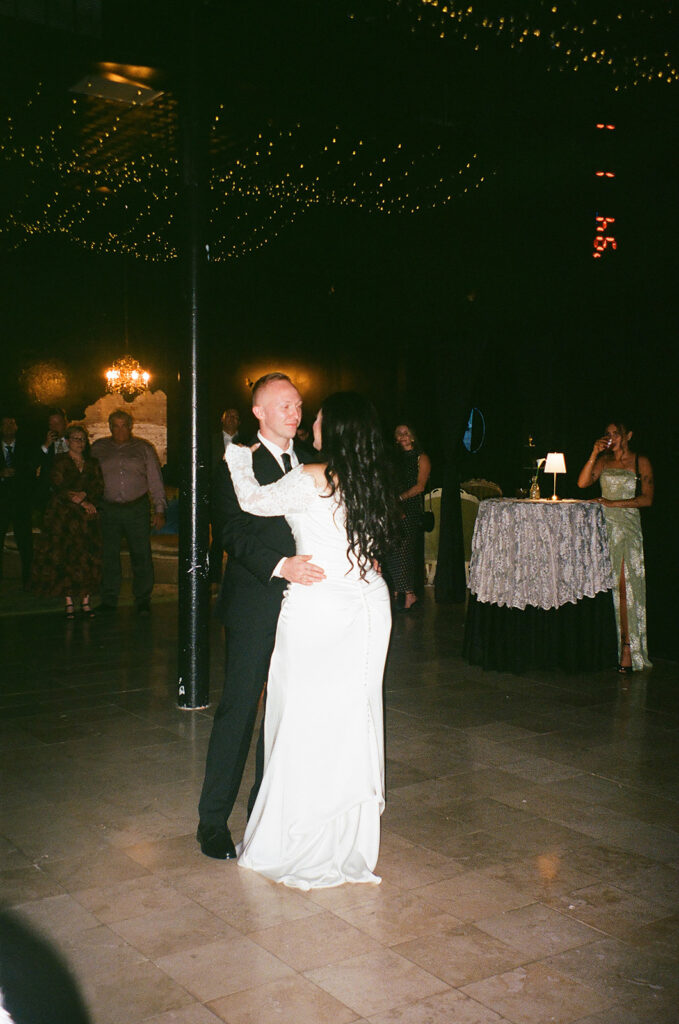 cute picture of the newlyweds at their wedding reception