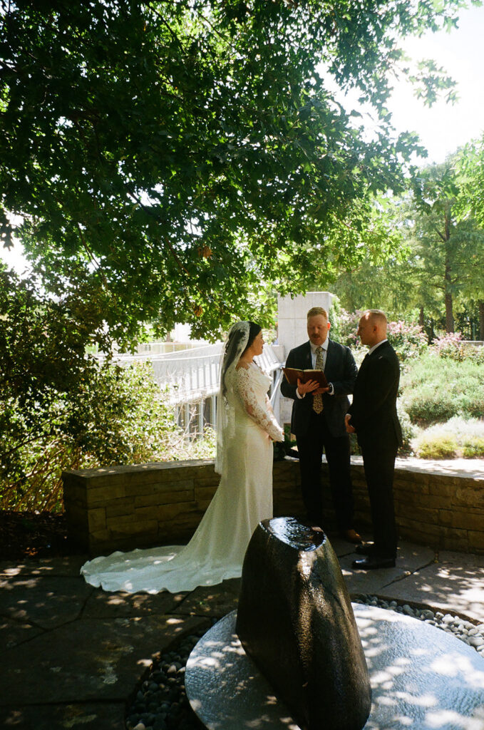 bride and groom at their intimate wedding ceremony