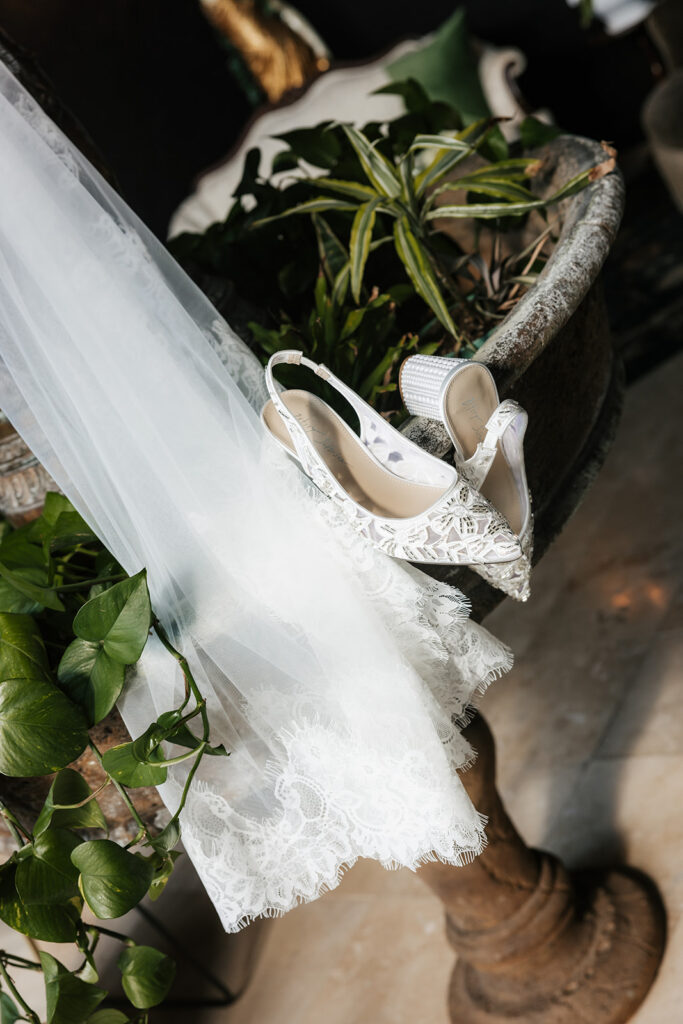 closeup shot of the wedding shoes