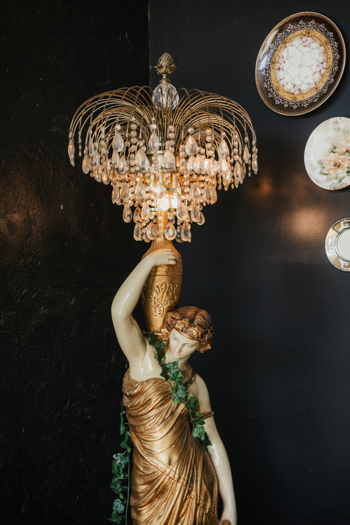 moody wedding reception decor